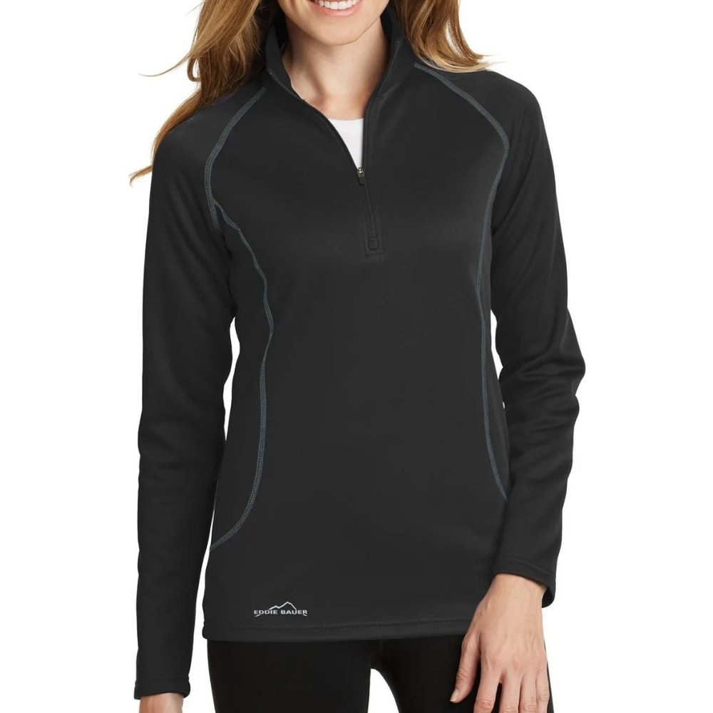 Eddie Bauer Ladies Smooth Fleece Base Layer 1/2-Zip Color Black Size L, XL(New).